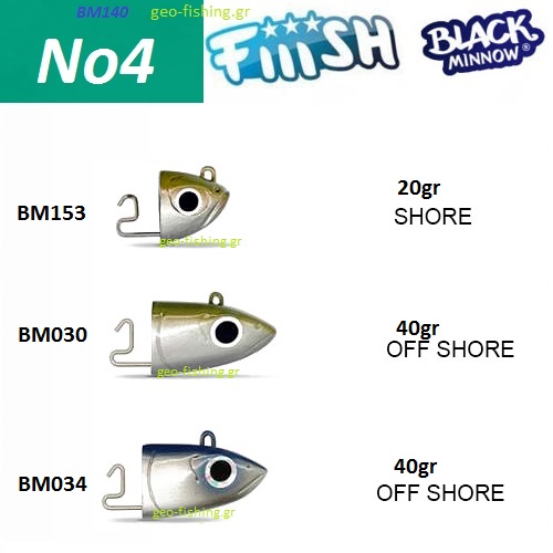 FiiiSH BLACK MINNOW JIGHEADS No4